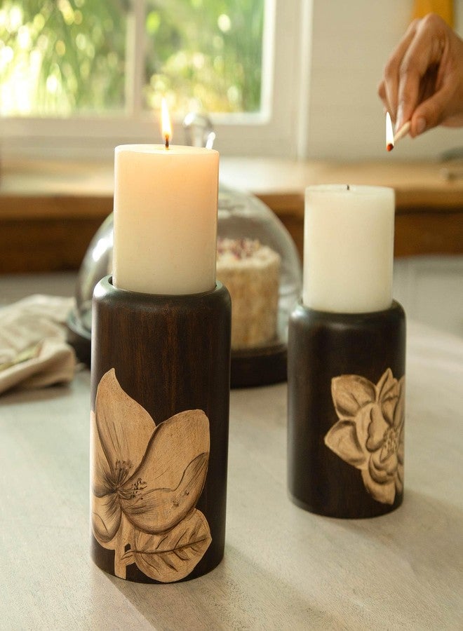 Ellementry Tashi Candle Holder - Large, Decorative Candlestick Holders for Living Room and Home Décor, Wooden Candle Stands for Wedding, Parties, Gifting and Dining Table Centerpiece - Image 1